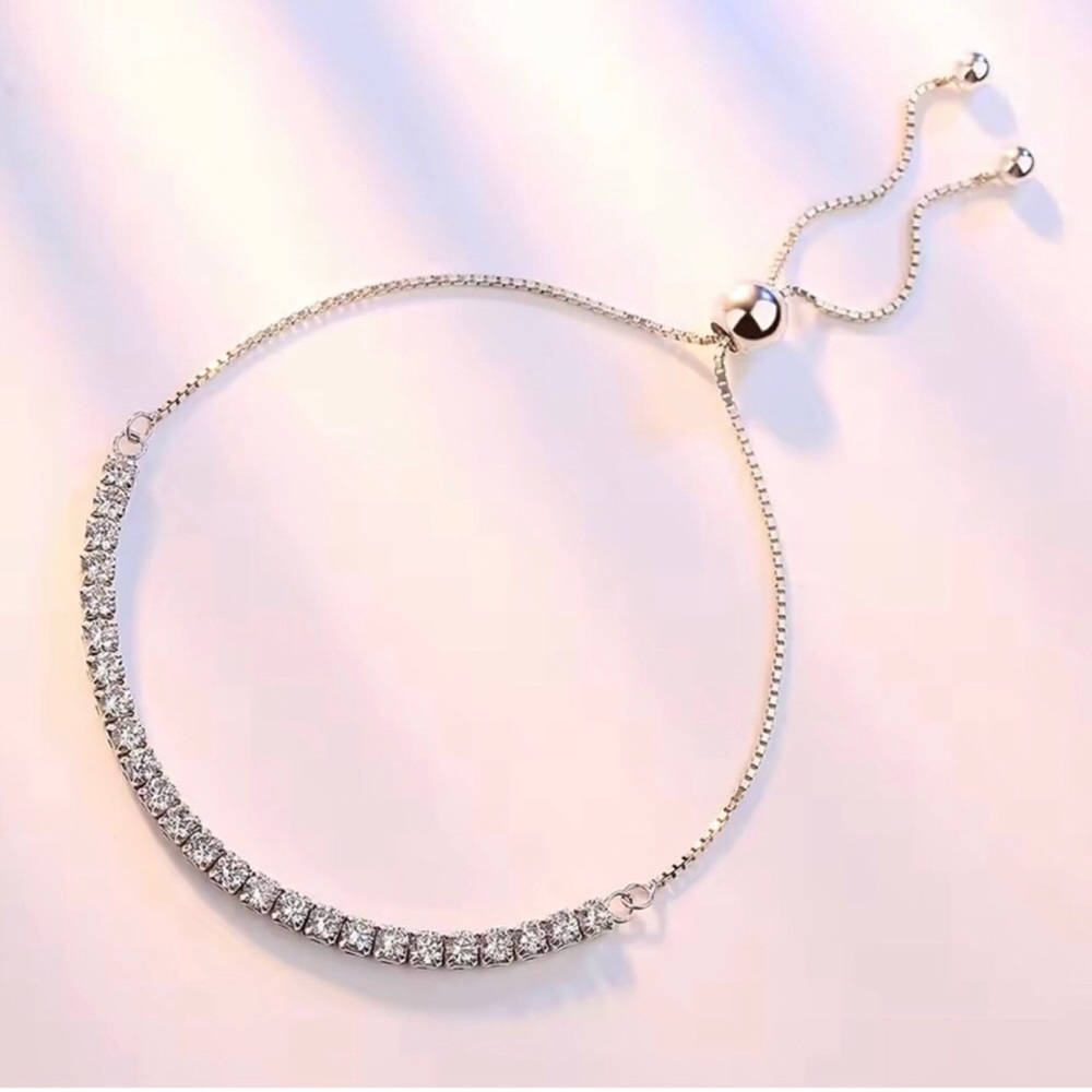 Sterling Silver Tennis Bracelet with Adjustable Slider